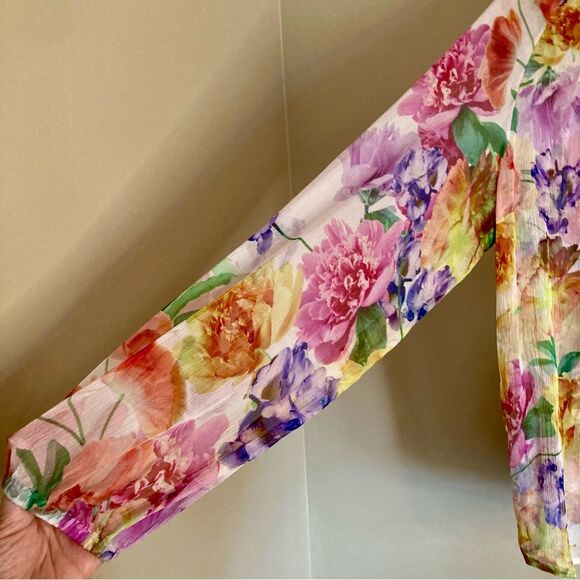 NEW Johnny Was Glinda Silk Peasant Blouse with Camisole Fionna Floral Size L - Picture 8 of 16